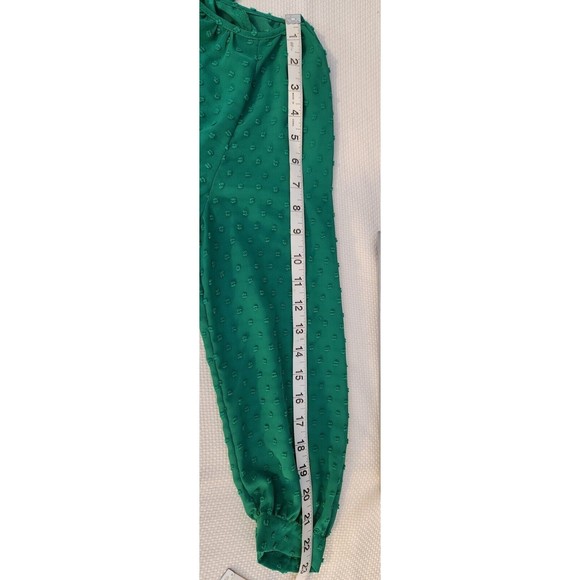 J.Crew Chiffon Textured Swiss Dot Keyhole Sheer‎ Peasant Tops Kelly Green Size S - Picture 6 of 9